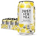 Just Ice Tea, Lemon Flavored Black Iced Tea, 12-Pack (12oz Cans), USDA Certified Organic, Real Brewed, Low Calorie, No Artificial Sweeteners, Fair