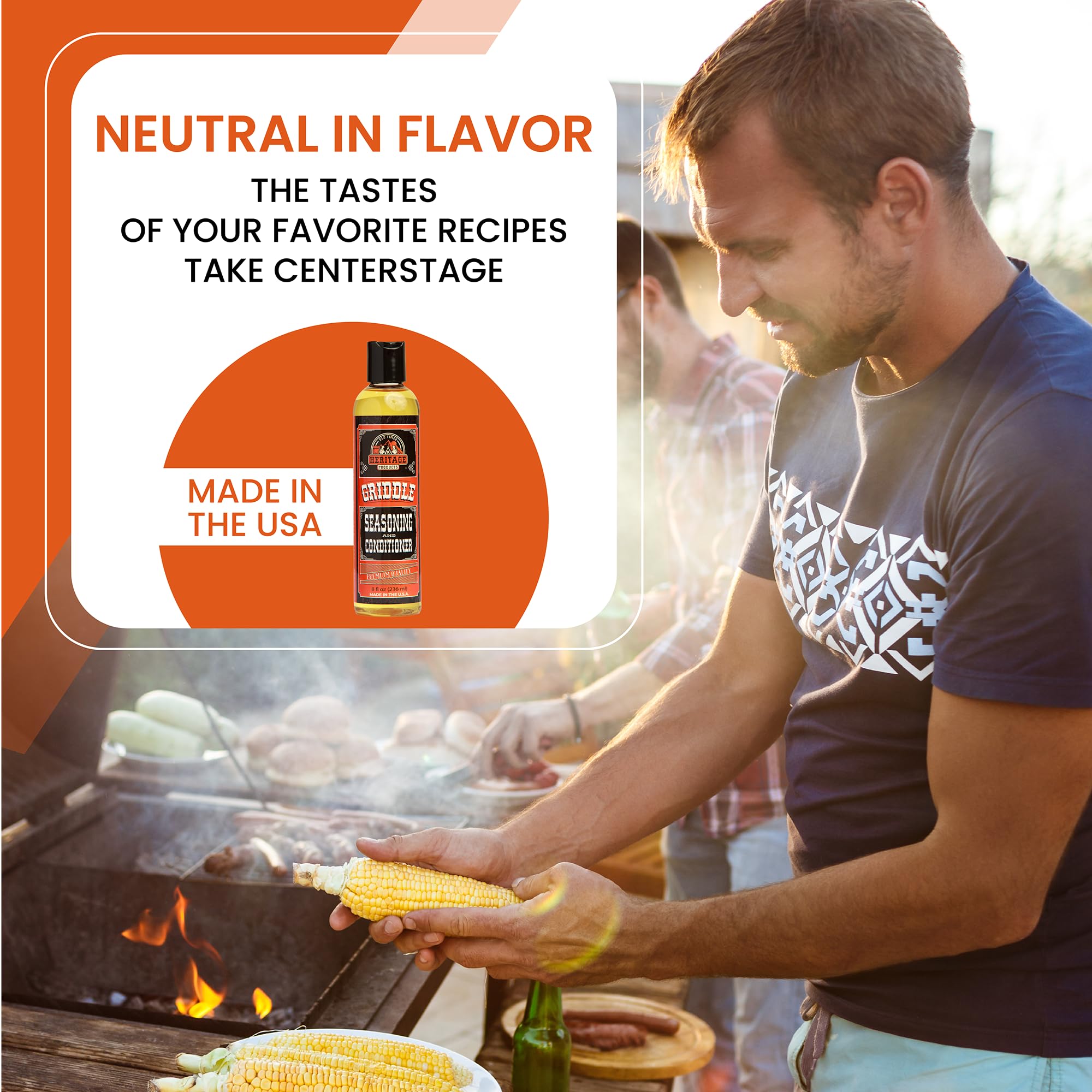 Heritage Products Griddle Seasoning Oil - Low-Smoke, Hi Temp All-Natural Cast Iron Griddle Conditioner for Dutch Oven, Camp Grill and Skillet Cleans
