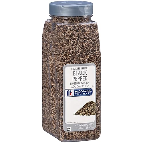 McCormick Culinary Coarse Grind Black Pepper, 16 oz - One 16 Ounce Container of Coarse Ground Black Pepper Sourced for Chefs for Sharp, Woody Flavors