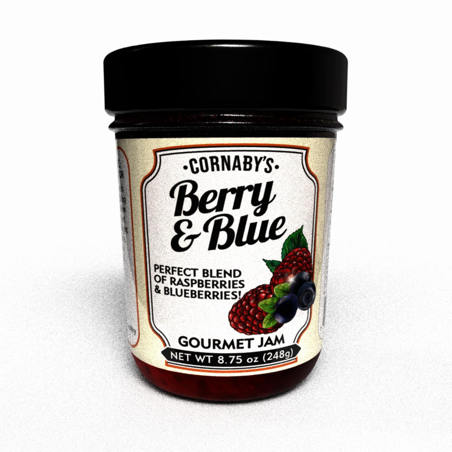 Cornaby’s Berry & Blue Jam, Raspberry and Blueberry Fruit Spread, Made with Real Fruit, Small Batch, 8.75 oz Jar