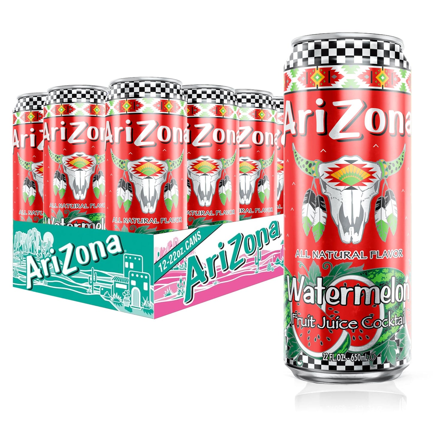 AriZona Watermelon, Fruit Juice Cocktail - Big Can, 22 Fl Oz (Pack of 12)