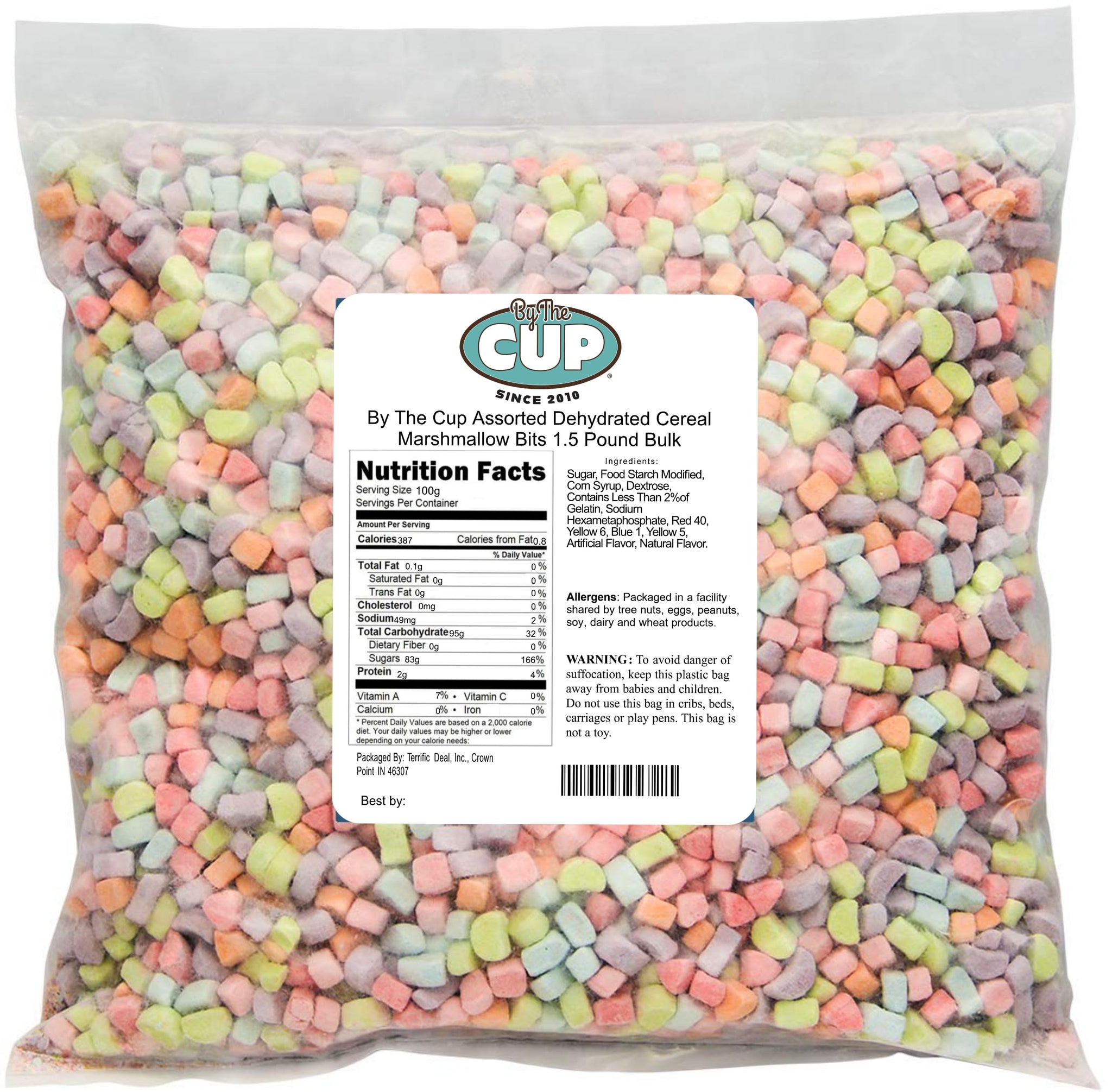By The Cup Assorted Dehydrated Cereal Marshmallow Bits 1.5 Pound Bulk