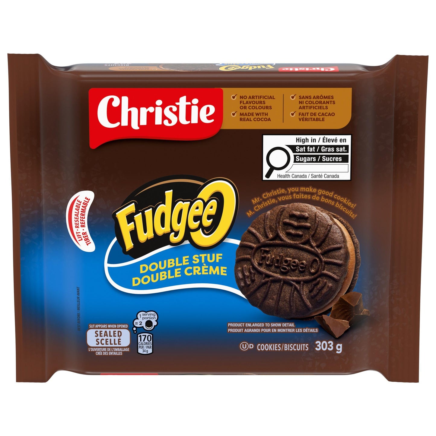 Christie Double Stuf Chocolate Cookies, 303g/10.68oz, Imported from Canada