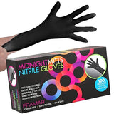 FRAMAR Powder Free Nitrile Gloves Medium - 12 INCH Black Gloves Disposable Latex Free, Guantes De Nitrile, For Hair Dye, Cleaning, Tattoo - Extra