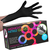 FRAMAR Powder Free Nitrile Gloves Medium - 12 INCH Black Gloves Disposable Latex Free, Guantes De Nitrile, For Hair Dye, Cleaning, Tattoo - Extra