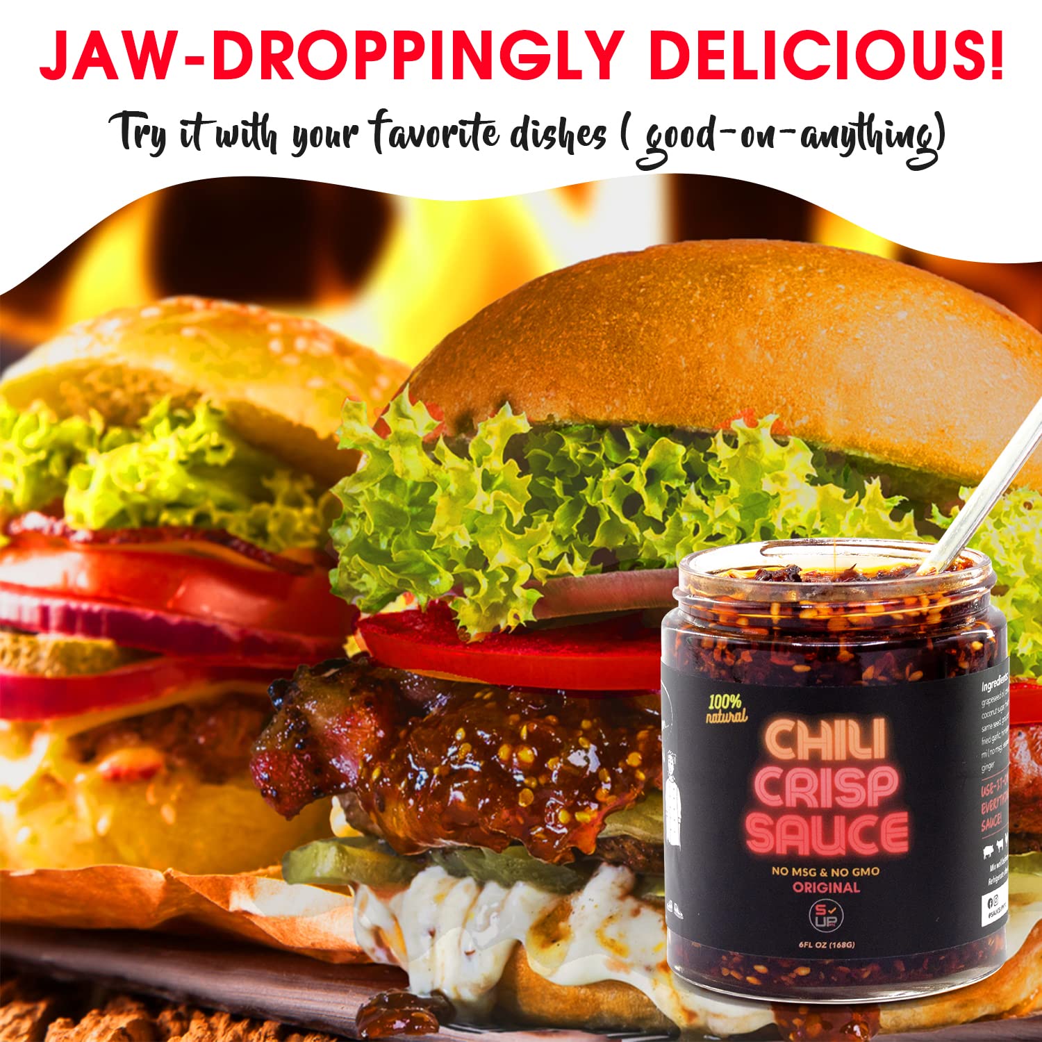 SAUCE UP Extra Spicy Chili Crisp Sauce 6oz | Artisan Crispy Chili Oil with 13+ Superfoods | Natural, Vegan, Gluten-Free, Keto, No MSG | Bold Flavor