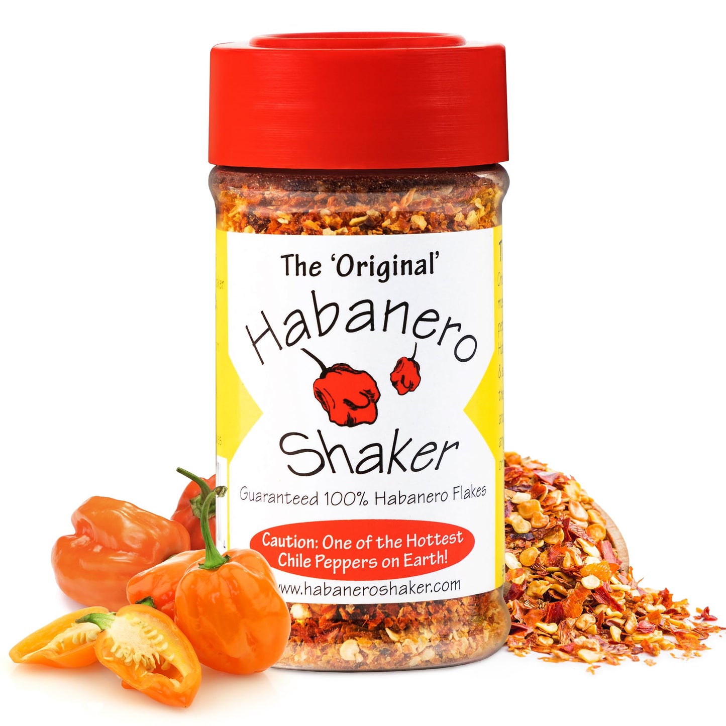 The Original Habanero Shaker - Pure Hot Chile Pepper Flakes, Custom Ground for Balanced Flavor & Heat, No Additives, Gluten-Free, Salt & Sugar-Free
