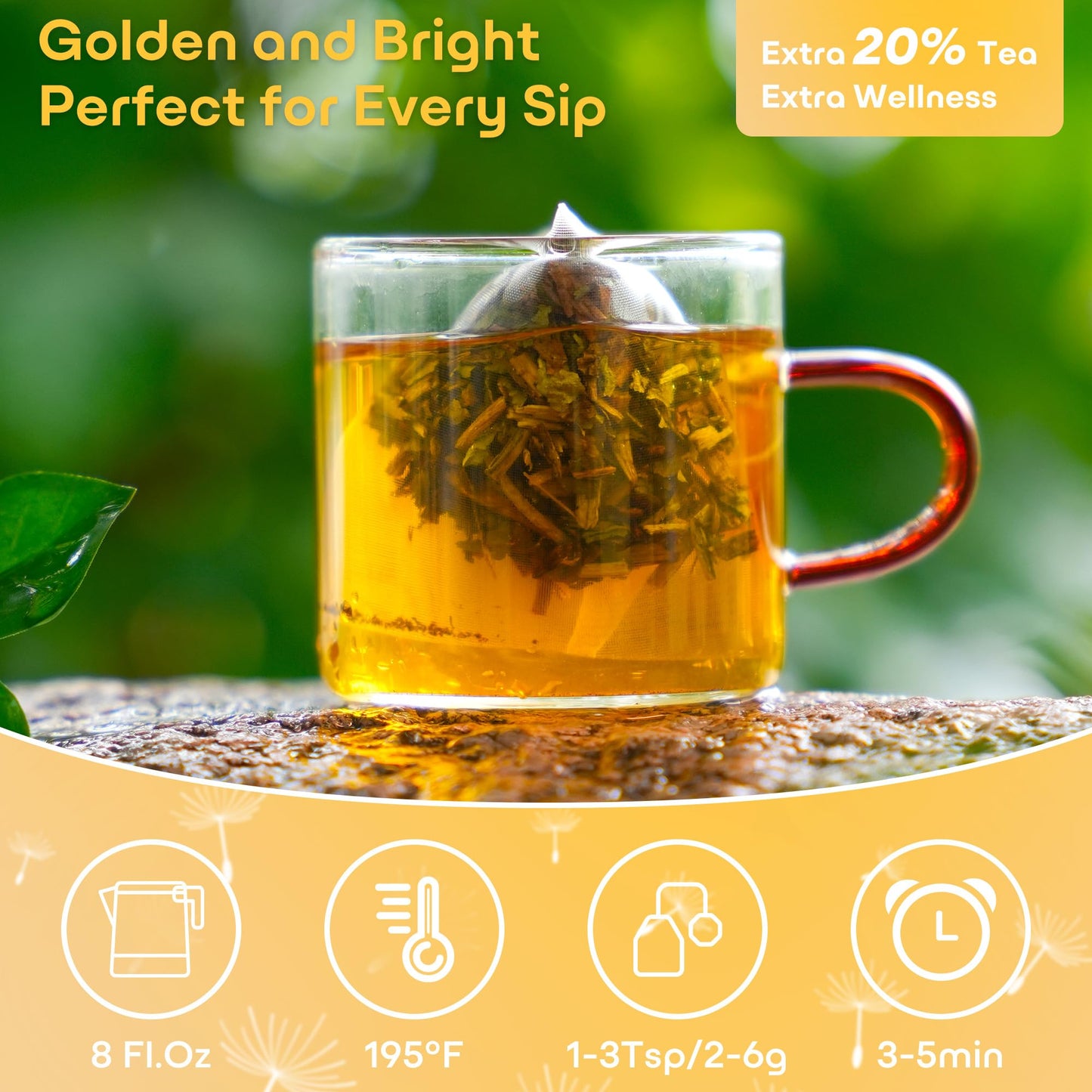 100 Count Pure Dandelion Leaf & Root Tea Bags -Liver Detox Herbal Tea,Caffeine-Free, No Additives, Roasted Dandelion Tea with an Earthy & Refreshing