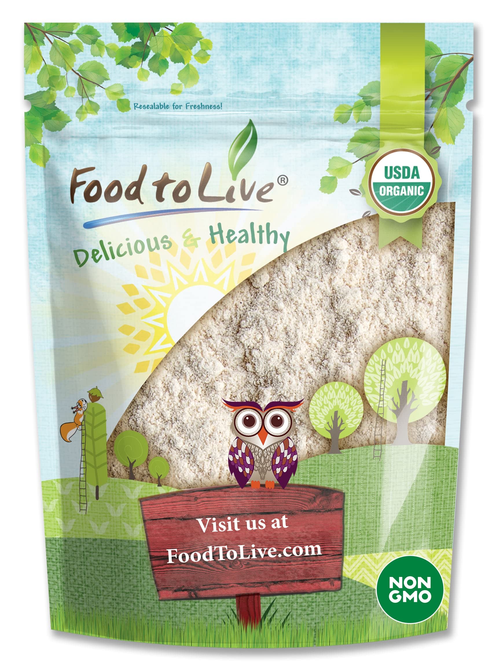 Food to Live Gluten Free Organic Amaranth Flour, 4 Pounds - Non-GMO Whole Grain Flour, Vegan Fine Meal, Bulk Powder. High in Fiber, Protein. Great
