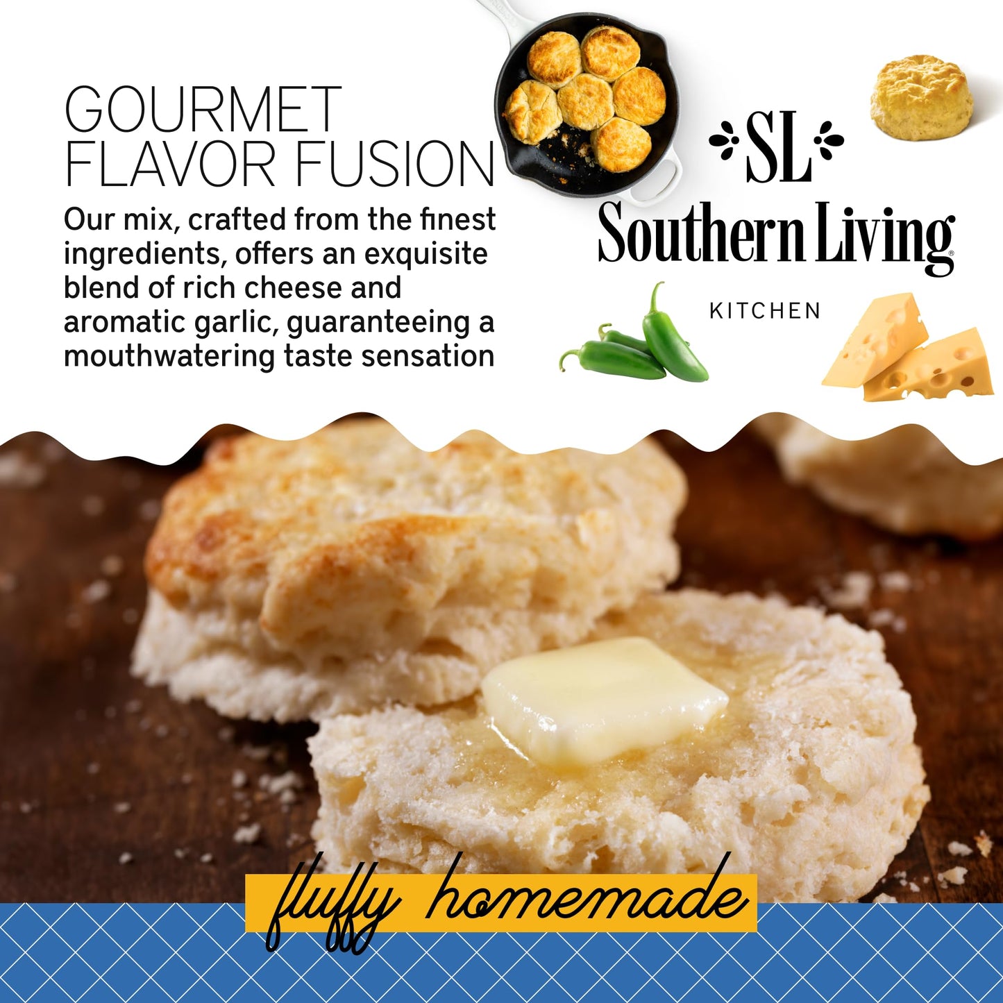 Southern Living Gourmet Jalapeno Cheddar Biscuit Mix, Easy-to-Bake Delight, Dinner Biscuits, Breakfast Biscuits, Baking Mix, Pantry Staple, Makes 10