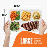 100% Compostable, Large 5 Compartment, Disposable Tray [100-Pack] - [12.5 Inch] Heavy Duty Biodegradable Bagasse Sectional Lunch Trays + Dividers
