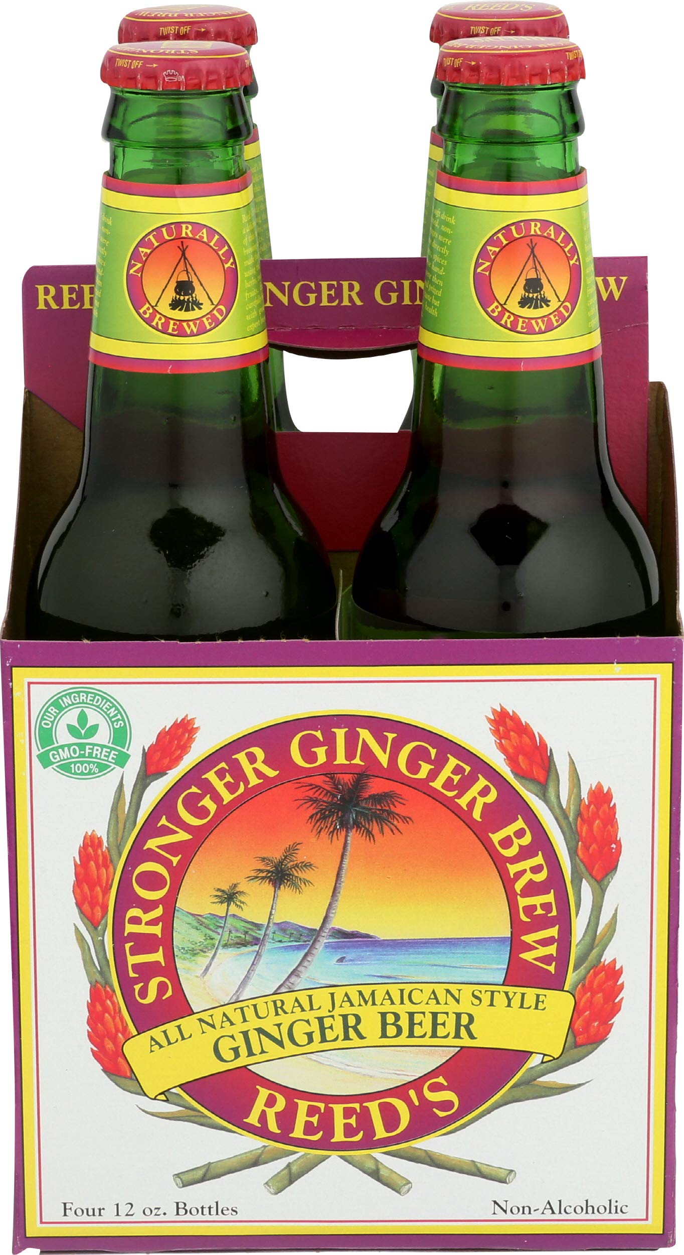 Reeds Ginger Brew, Ginger Beer, 12 Ounce, 4 Pack