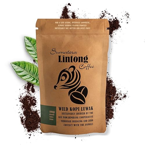 Ground Wild Kopi Luwak, the World’s Most Exclusive Coffee, Sustainably Sourced From Sumatra, Indonesia (Ground Coffee, 100gr)