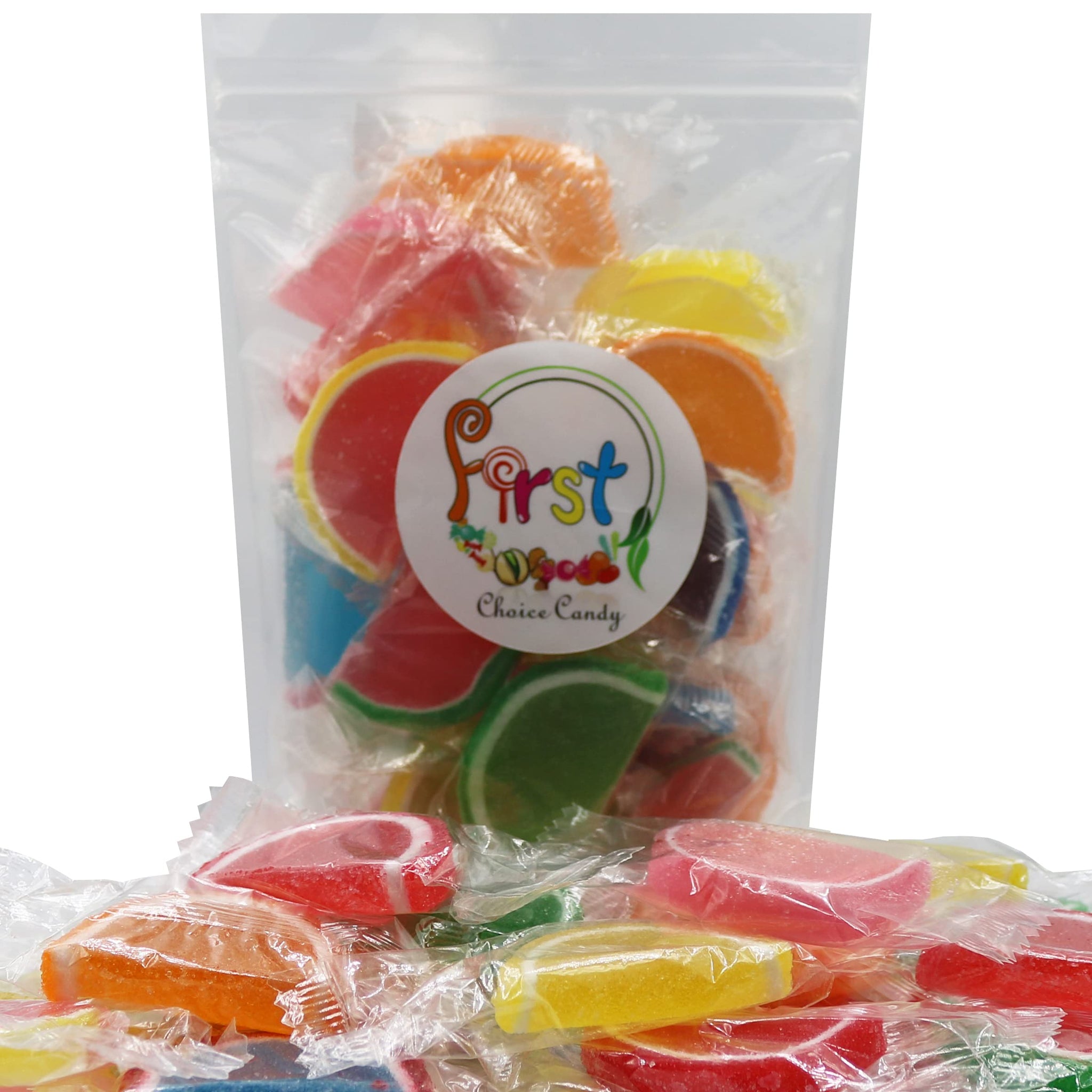 Jelly Fruit Slices Gummy Candy Individually Wrapped (Assorted, 1 LB)