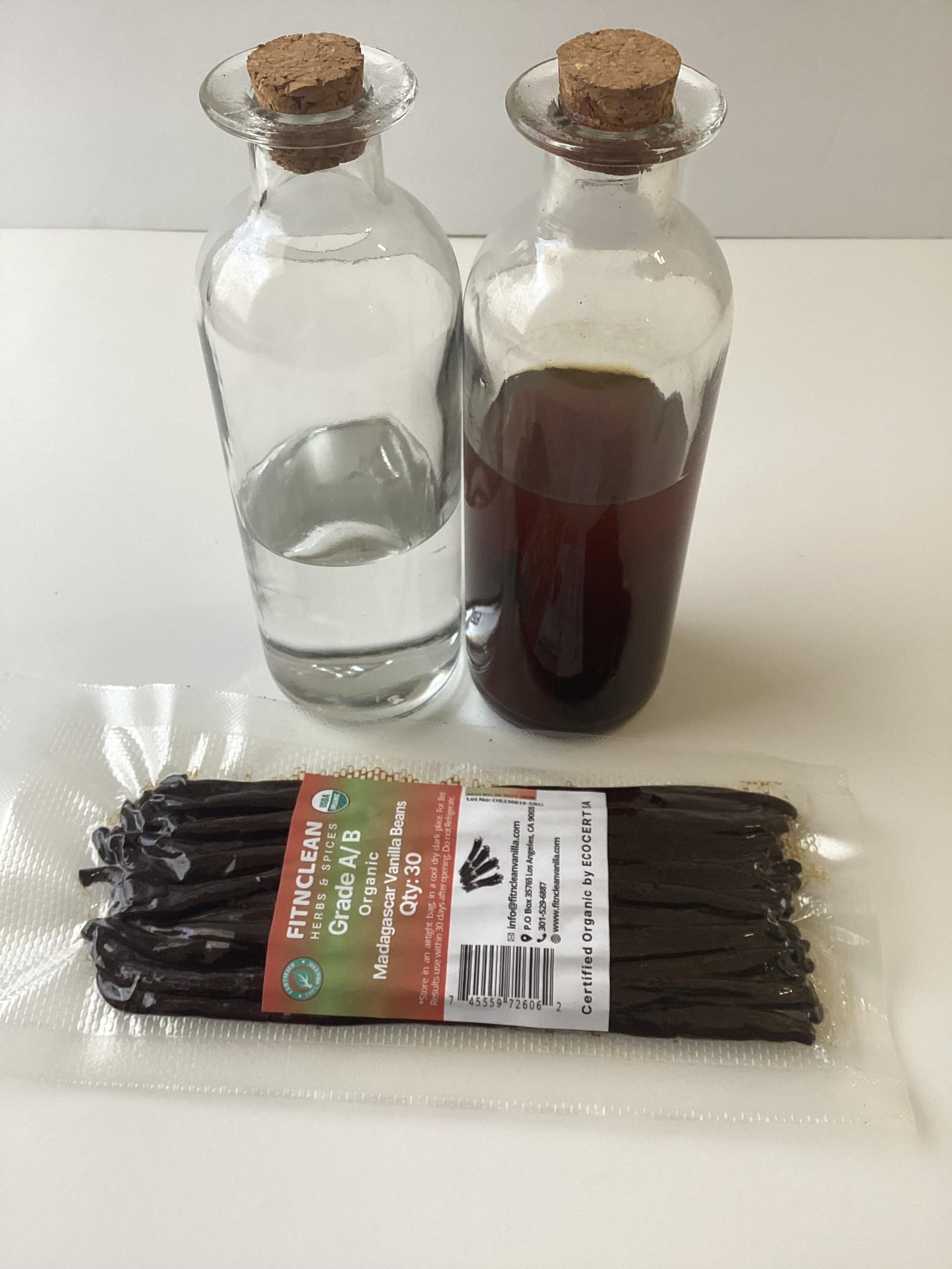 30 Organic Madagascar Vanilla Beans Grade A/B. Certified USDA Organic. 5"-7" by FITNCLEAN VANILLA. Bourbon Fresh Whole NON-GMO Pods