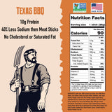 AGRO POWER Vegan Jerky Sticks, 10g Protein per Stick, Texas BBQ Plant-Based, 7 Stick Bag, Non-GMO, 40% Less Sodium, Zero Cholesterol, Meat