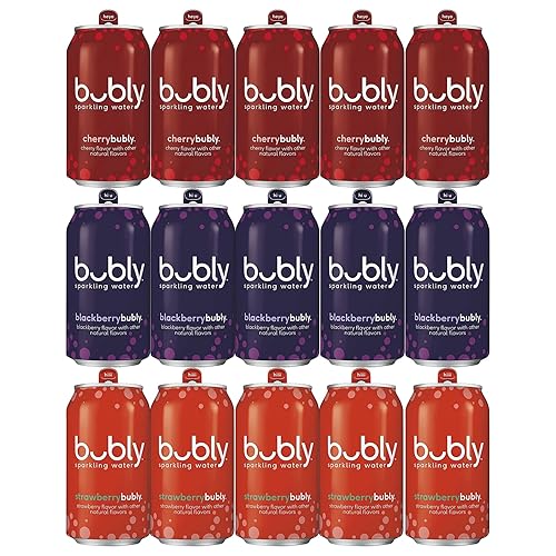 BEEQ- (Pack of) bubly Sparkling Water, Berry Bliss Sampler, 12 fl oz. Cans, Multi Flavor Soft Drink Bundle | Assortment Soda Refrigerator Restock Kit
