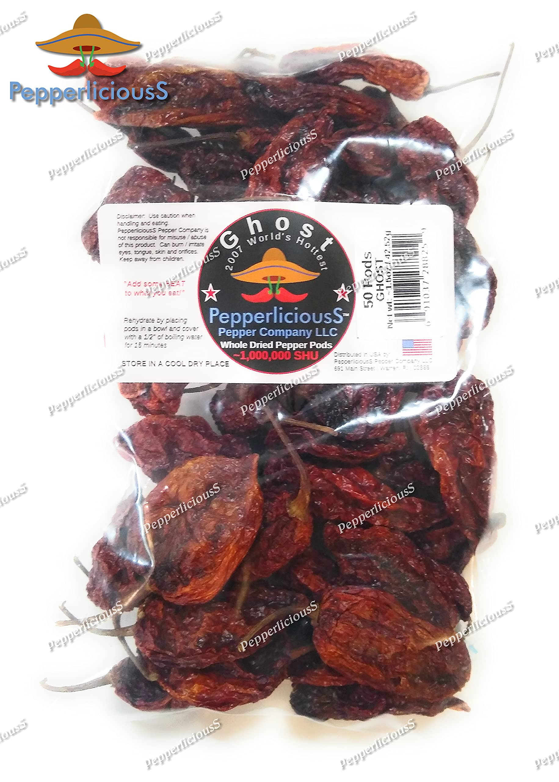 100 Whole Dried GHOST Chili Pepper Pods