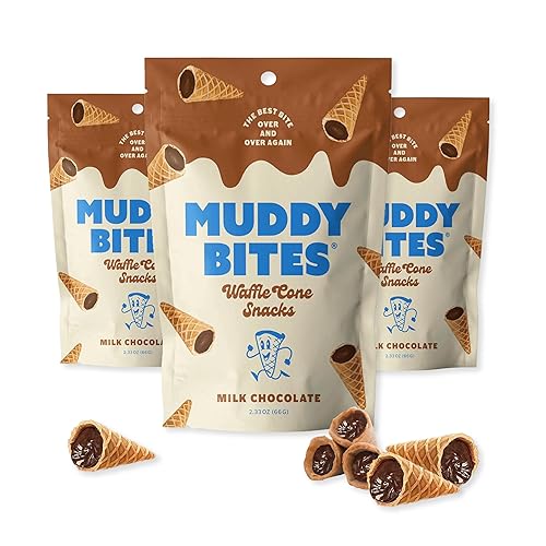 P&V Milk Chocolate Waffle Cone Snacks - 2.33oz Pouch (Pack of 3) | Crunchy Waffle Cone Bites Coated in Smooth Milk Chocolate | Perfect Snack