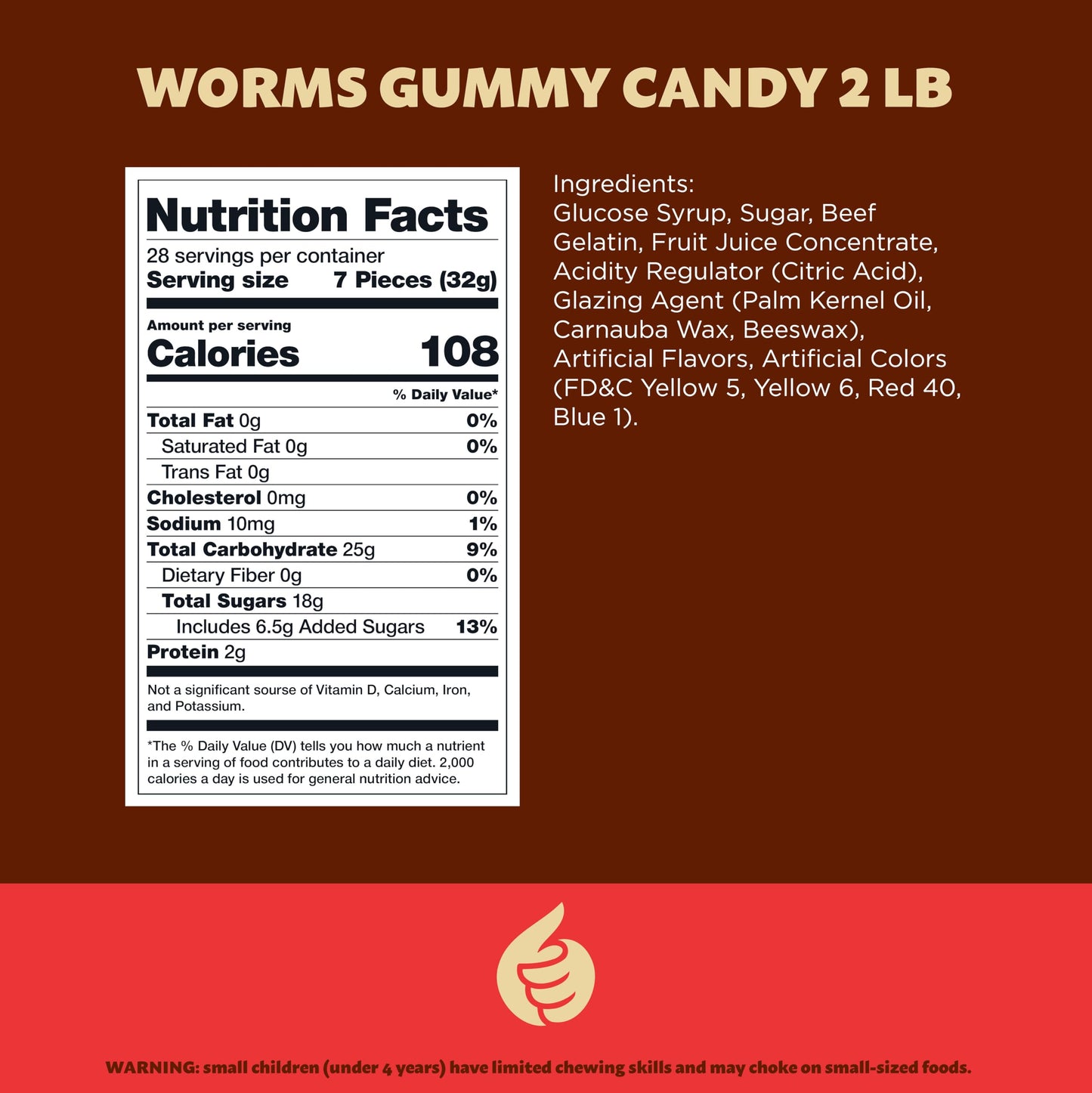 Gummy Worms | 2 Pound Bag | Gummy Candy Made with Real Fruit Juice | Chewy Candy in Assorted Fruit Flavors | Gummies for Buffets, Party Favors