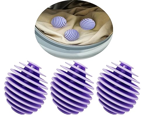 Mirrorever Laundry Balls Laundry Scrubbing Ball for Washer, Reusable Washing Machine Washer, Dryer Balls Agitator Ball for Washing Machine (3, Purple)