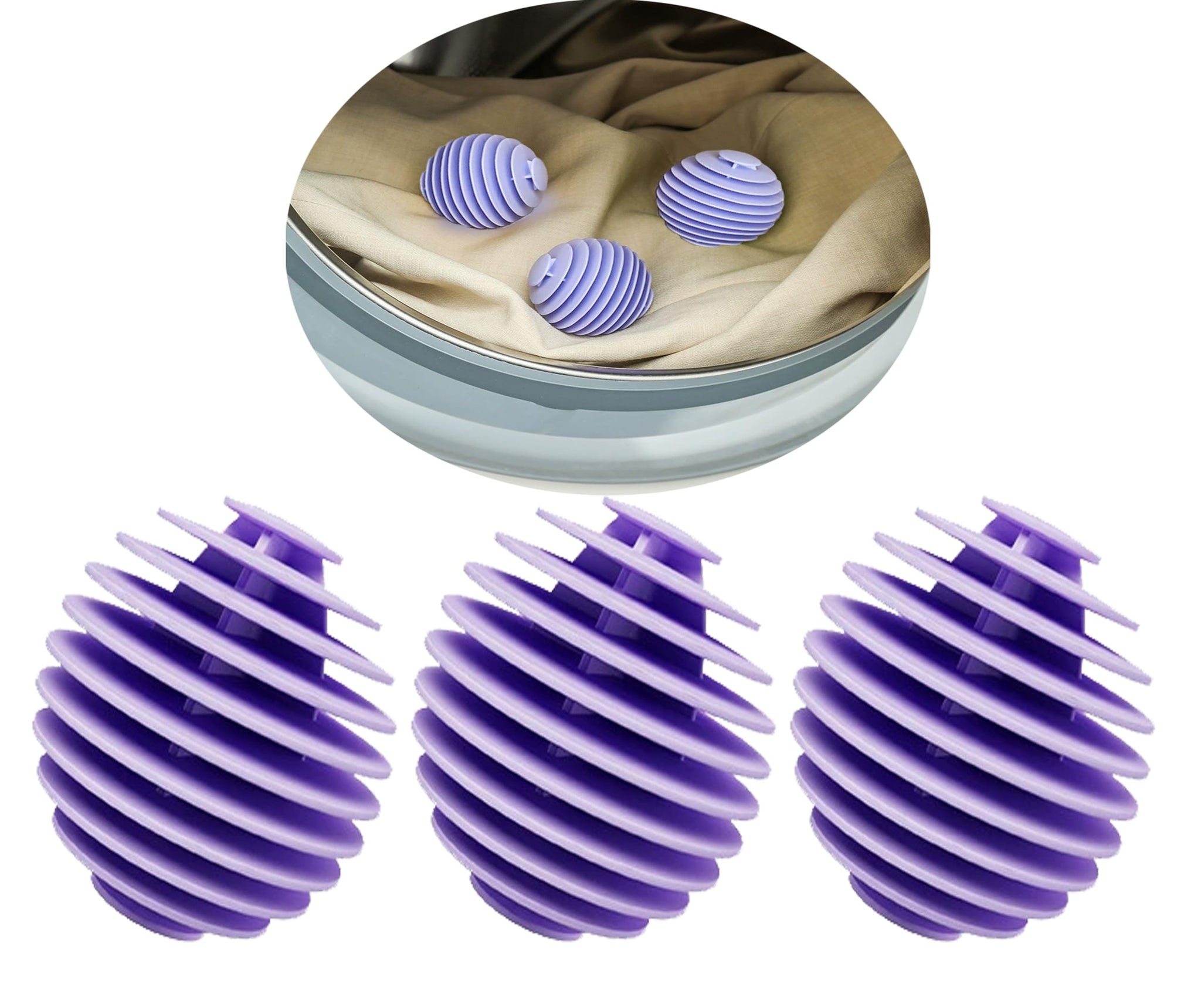 Mirrorever Laundry Balls Laundry Scrubbing Ball for Washer, Reusable Washing Machine Washer, Dryer Balls Agitator Ball for Washing Machine (3, Purple)