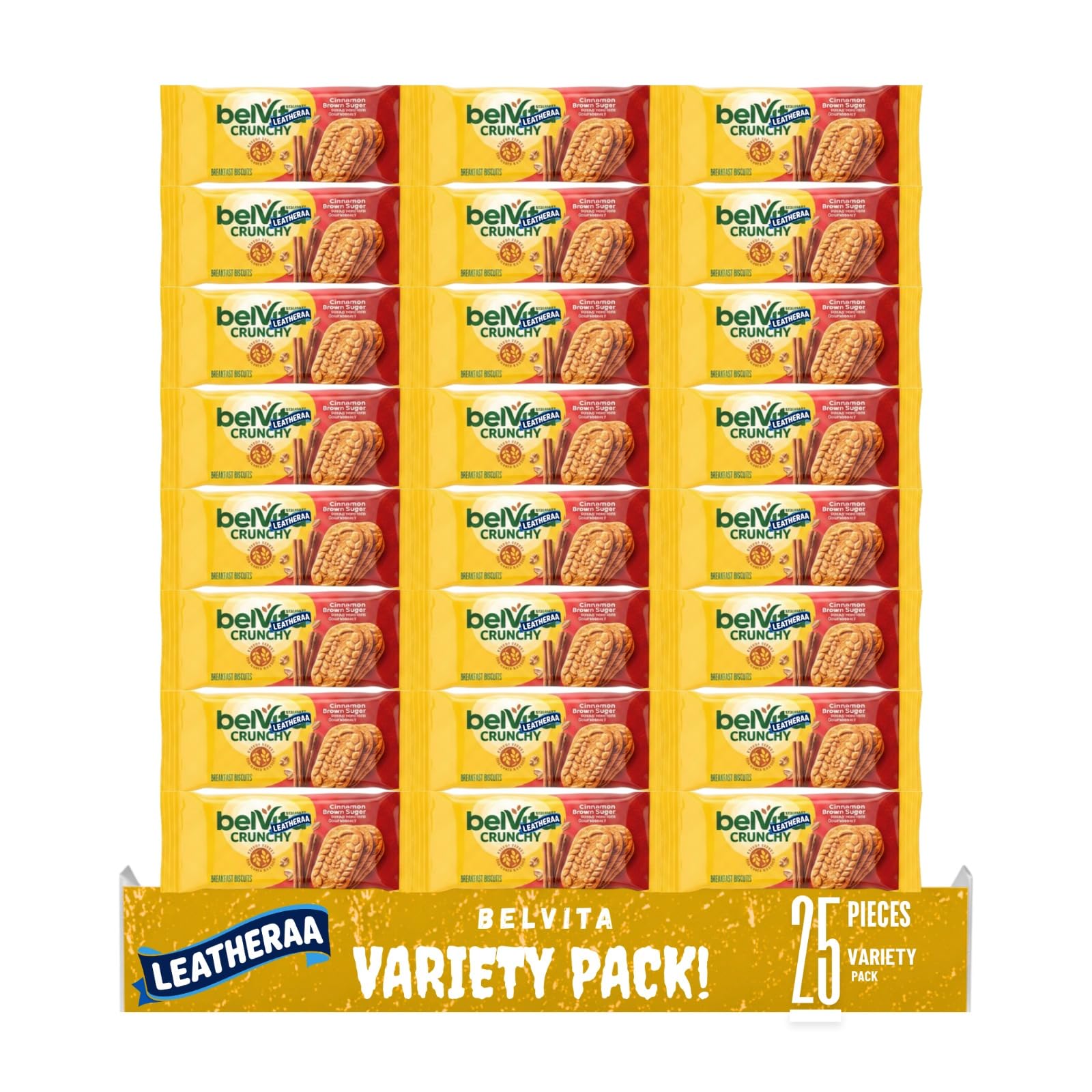 BeIVit@ Cinnamon Brown Sugar Whole Grain Breakfast Biscuits, Crunchy Breakfast Snacks, Individually Packaged, 25 Count