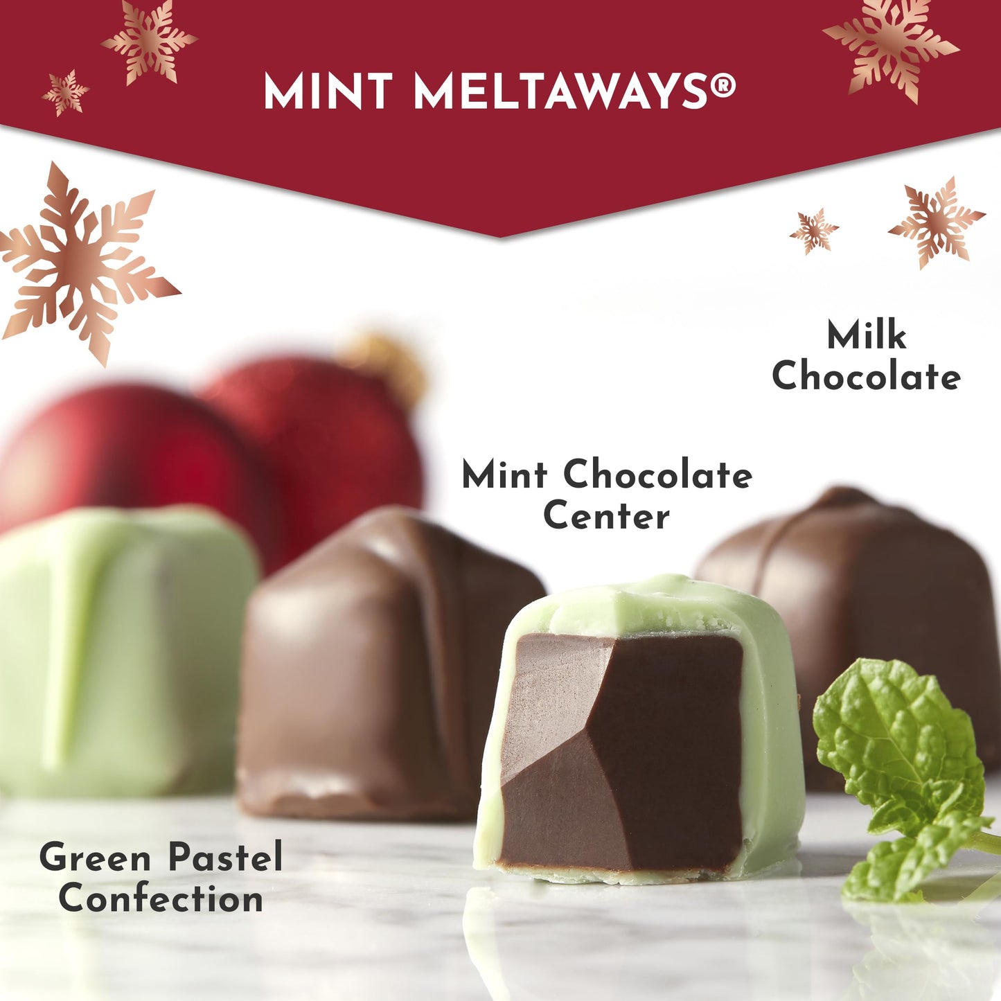 Fannie May Mint Meltaway, Mint Chocolate Candy with Milk Chocolate Pastel Coating, Holiday Chocolate Gift Box, 11.5 oz