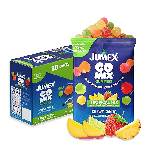 Jumex GoMix Tropical Gummy Candy Variety Pack - Chewy Candy Made with Real Fruit Juice - Gummies for Adults & Kids - Assorted Fruit Flavors
