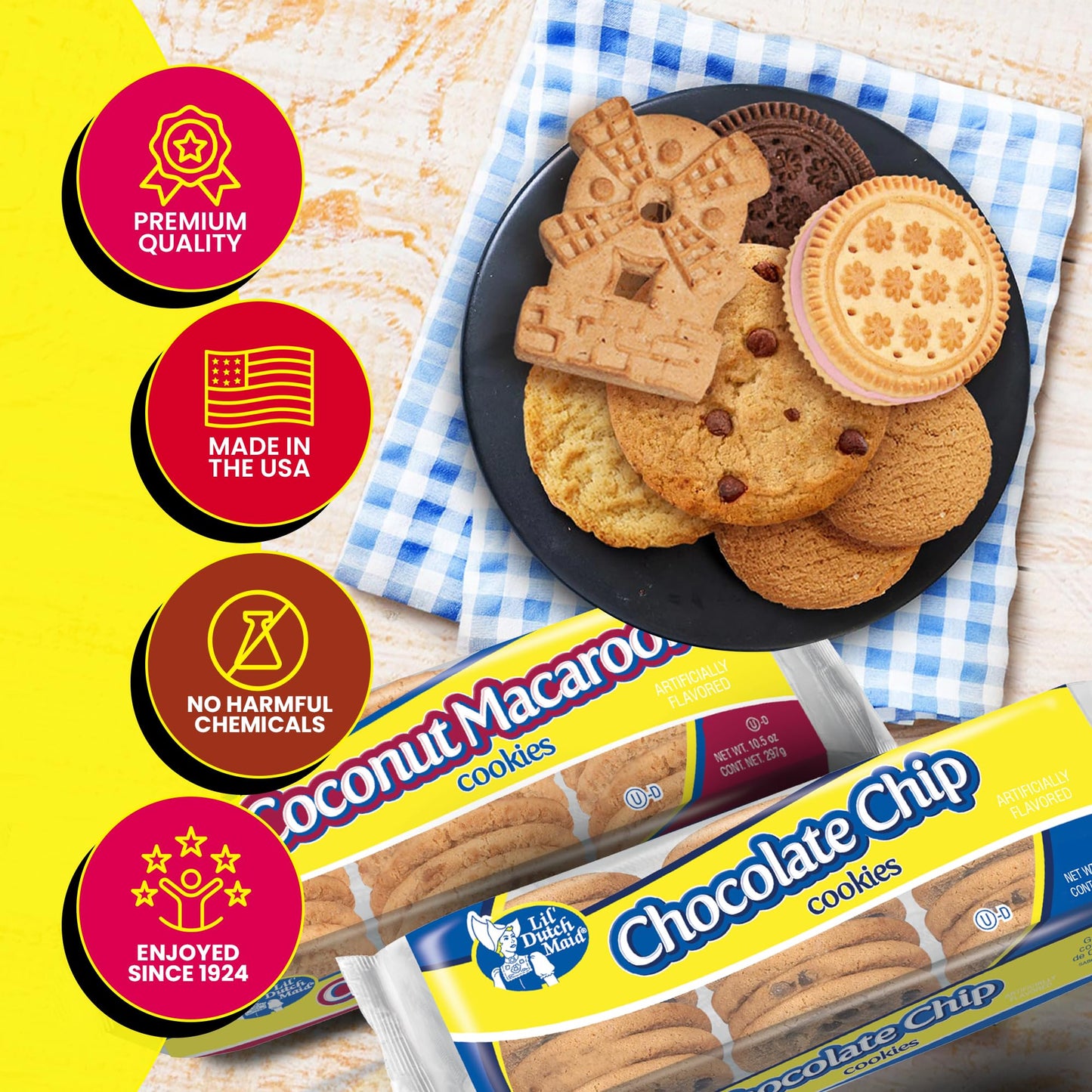 Lil Dutch Maid Coconut Macaroon Cookies | 10.5 oz (Pack of 3) | Sweet Coconut Macaroon Snack Cookies with Classic Flavor