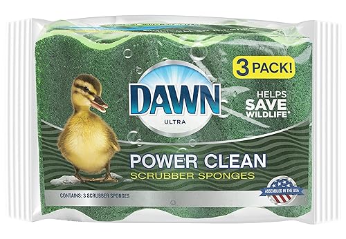 Dawn Power Clean Wedge-Shaped Scrubber Sponges, Pack of 3, Green