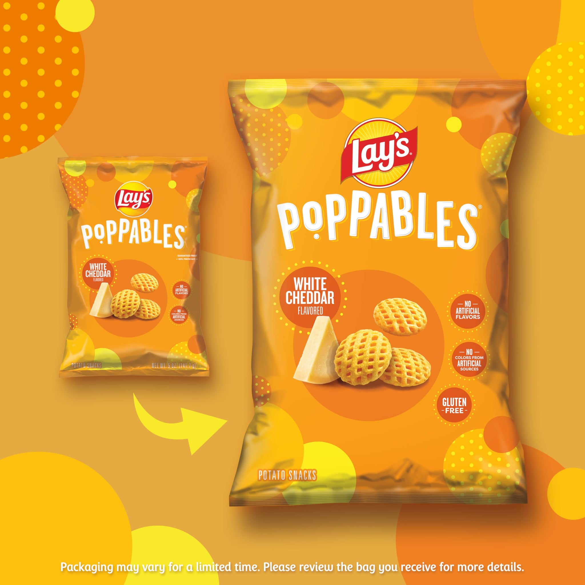 Lay's Poppables White Cheddar Flavored Potato Snacks, 5 Oz
