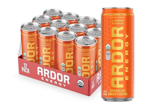 ARDOR ENERGY Natural Sparkling Energy Drink with 100mg Natural Caffeine & 200mg L-Theanine from Organic Green Tea for Smooth Energy & Focus | Healthy