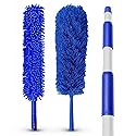 Blue Extension Rod Ceiling Duster with 18-20 feet Reach 3-Stage Aluminum Telescoping Pole - Cathedral, Cobweb, Microfiber, Ceilings Fan Duster
