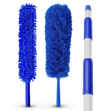 Blue Extension Rod Ceiling Duster with 18-20 feet Reach 3-Stage Aluminum Telescoping Pole - Cathedral, Cobweb, Microfiber, Ceilings Fan Duster