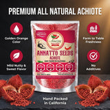 Achiote Seeds - Whole Annatto 4oz. Premium All Natural, Add Color and Mild Flavor in Soup, Stews, Meats and Mexican Recipes
