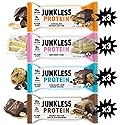 JUNKLESS Protein Bars Variety Pack | Chocolate Peanut Butter, PB Chocolate Brownie, Birthday Cake & Choc Chip Cookie Dough | 15g Protein, No Added