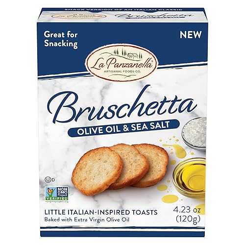 La Panzanella Olive Oil and Sea Salt Bruschetta Crackers - Italian-inspired Toasts, Made with Non-GMO Project Verified Ingredients, For Soups, Dips