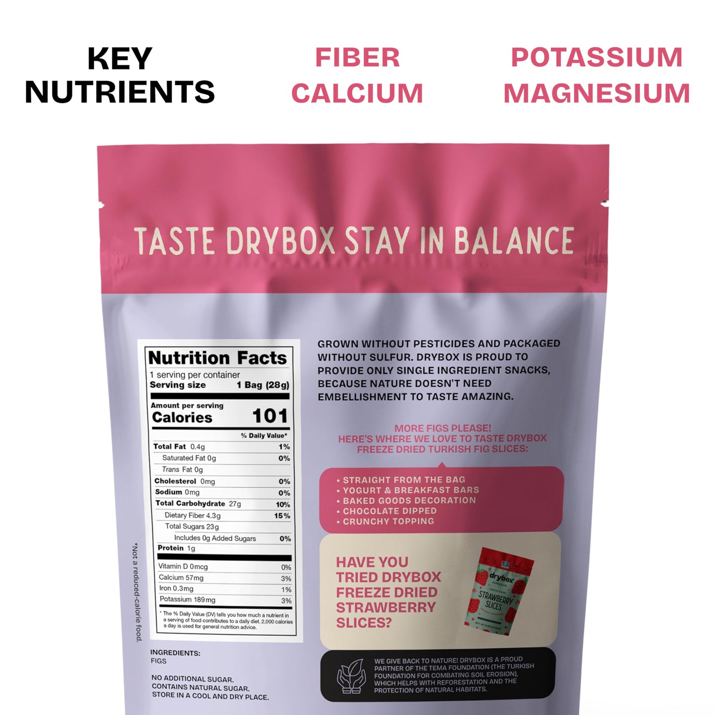 Drybox Freeze Dried Fig Slices | 100% Natural Fruit | Freeze Dried Fig Source | No Sugar & Additives | Healthy Snack & Topping for Beverages or