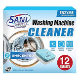 SANI 360° Washing Machine Cleaning tablets, 12 pack is Formulated with Enzyme, Deep Cleans and Deodorizes Front and Top Loading Washers use up