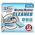 SANI 360° Washing Machine Cleaning tablets, 12 pack is Formulated with Enzyme, Deep Cleans and Deodorizes Front and Top Loading Washers use up
