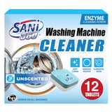 SANI 360° Washing Machine Cleaning tablets, 12 pack is Formulated with Enzyme, Deep Cleans and Deodorizes Front and Top Loading Washers use up