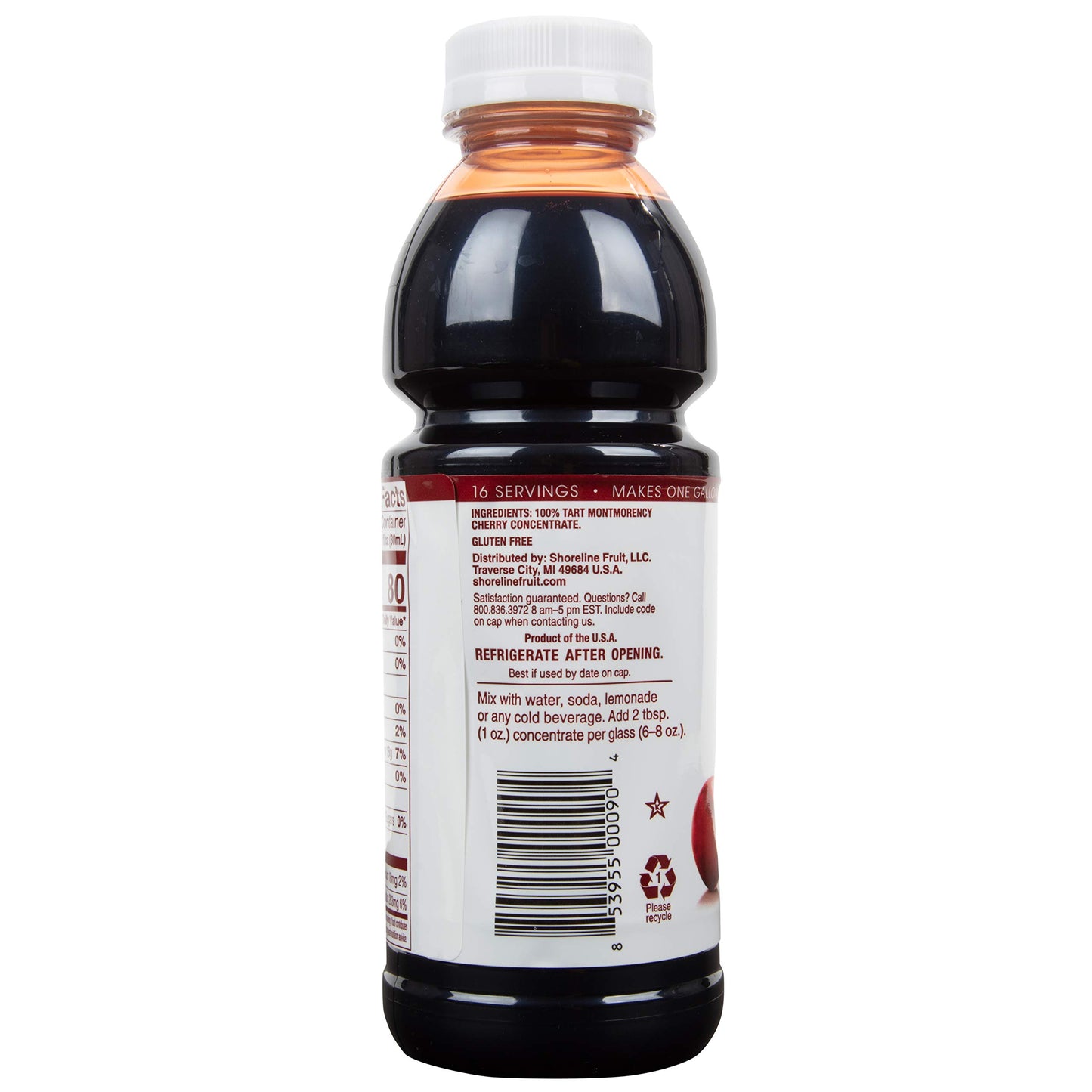 Cherry Bay Orchards Tart Cherry Concentrate - All Natural Juice to Promote Healthy Sleep, 16oz Bottle - Gluten Free, Natural Antioxidants, No Added
