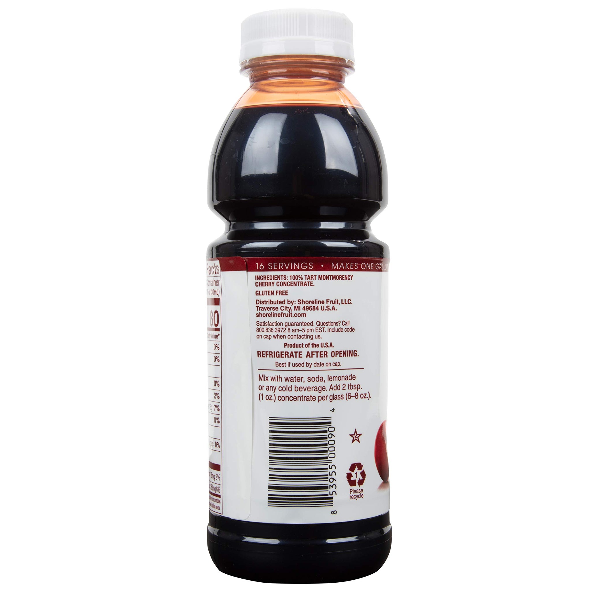 Cherry Bay Orchards Tart Cherry Concentrate - All Natural Juice to Promote Healthy Sleep, 16oz Bottle - Gluten Free, Natural Antioxidants, No Added