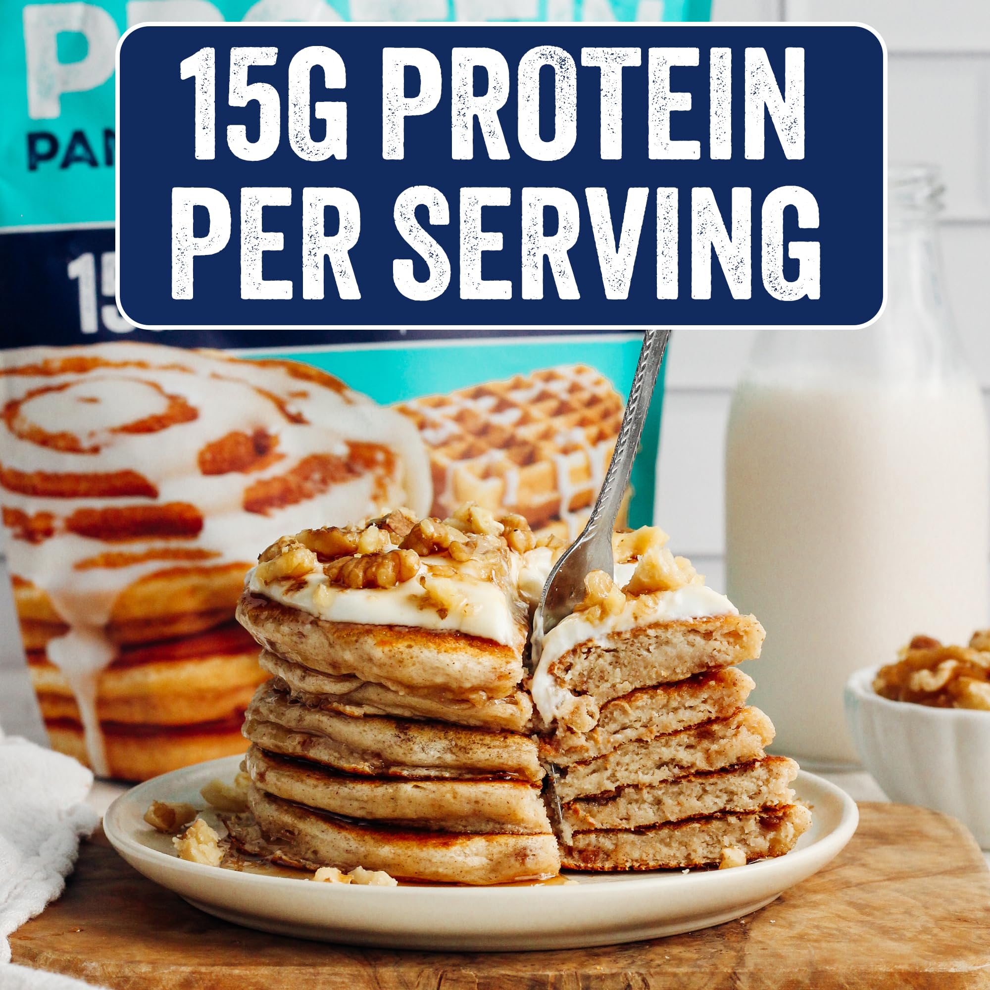 PEScience Protein Pancake Mix for Protein Waffles and Pancakes, Just Add Water, Whey and Casein Blend, Amazing Taste and Fluffy Texture - Cinnamon Roll, 12 Servings
