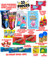 Ashley Dashley's-Blue Raspberry + Cotton Candy Pickle Kit -Gift Pouch-1 Blue Raz + 1 Cotton Candy Pickles w/Skwinkles, Crunch Powder, Fruit Roll