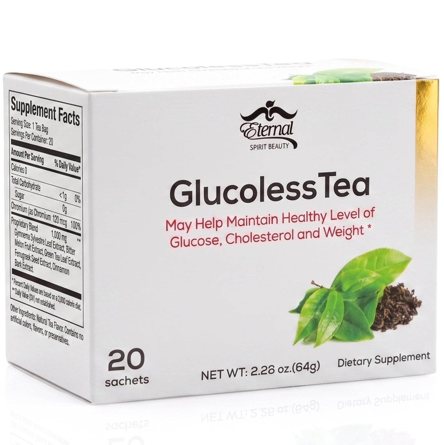 Eternal Spirit Beauty Glucoless Tea - Herbal Dietary Supplement with Gymnema & Bitter Melon - 15 Tea Bags - Supports Natural Metabolism & Daily