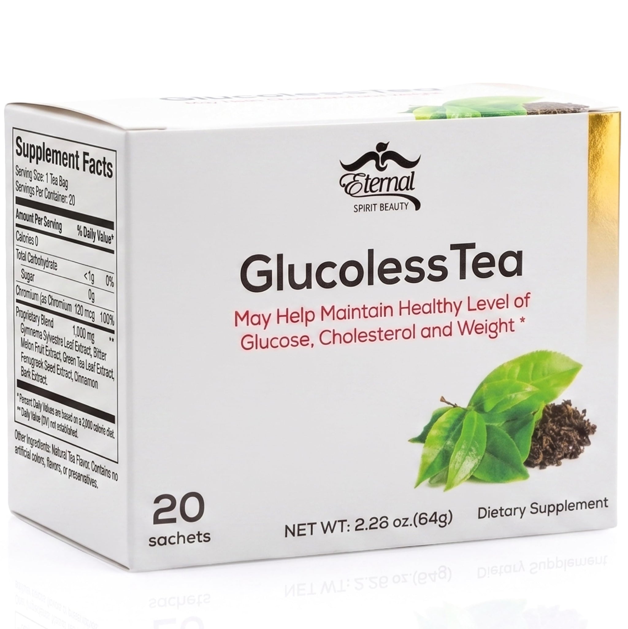 Eternal Spirit Beauty Glucoless Tea - Herbal Dietary Supplement with Gymnema & Bitter Melon - 15 Tea Bags - Supports Natural Metabolism & Daily