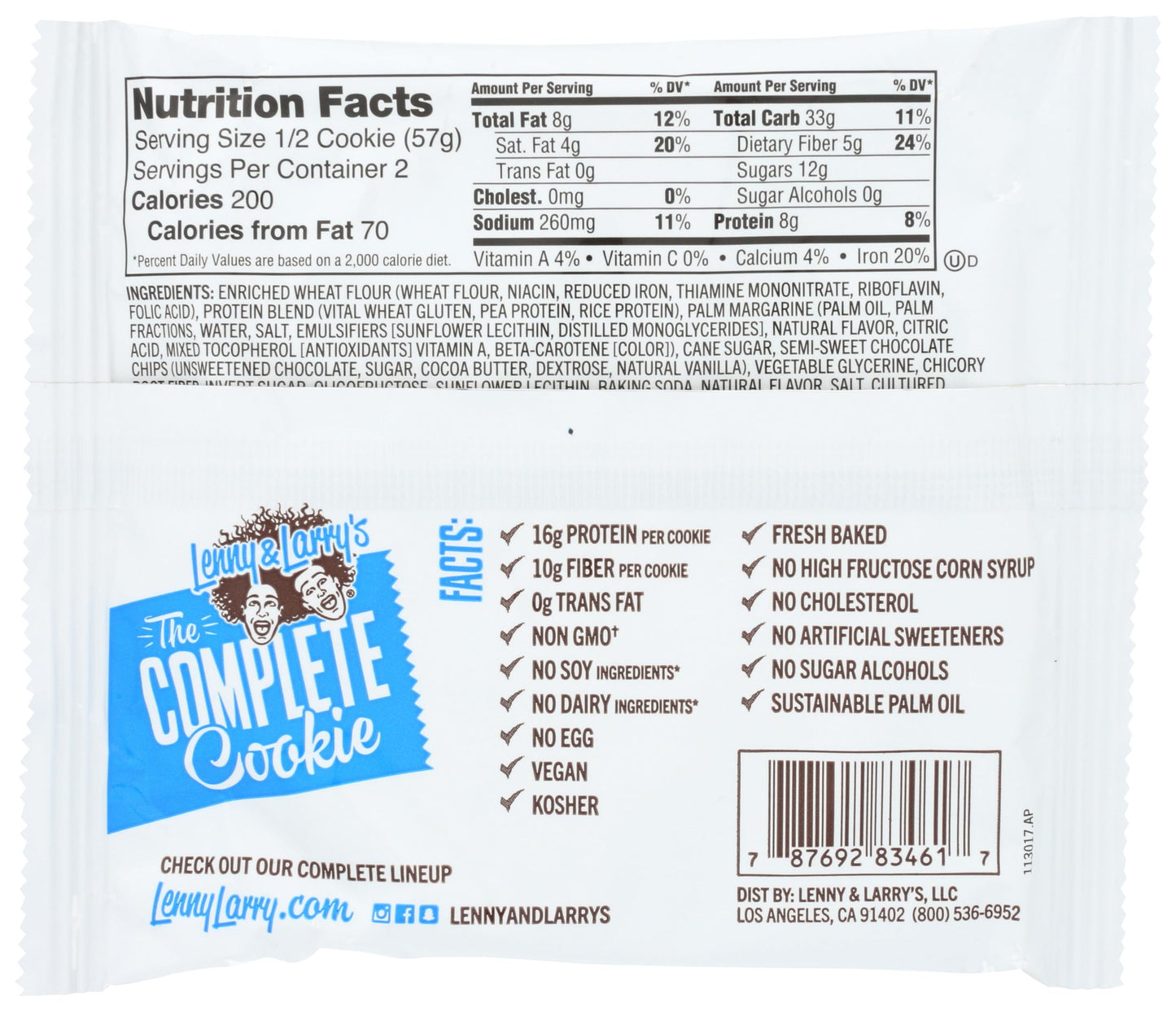 Lenny & Larry's Complete Cookie, Chocolate Chip, 4 oz