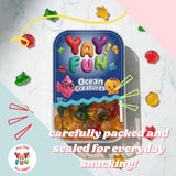 Halal Mix Ocean Creatures Gummy Candy | 6 Pack Bundle (6x7 oz Tubs) | Assorted Sea Animal Shaped Gummies | Resealable Tubs in Bulk with Display Box |